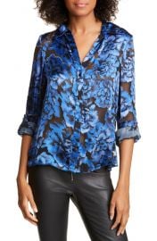 Alice   Olivia Eloise Roll Tab Floral Burnout Top   Nordstrom at Nordstrom